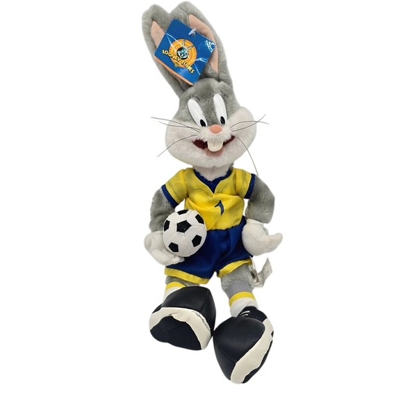 Warner Bros. Other - Vintage 1998 Looney Tunes Bugs Bunny Soccer Plush ACE Play-By-Play 16" NWT